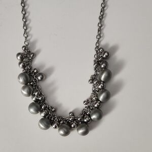 Pop The Bubly Elegant Silver Beaded Necklace 16-19"